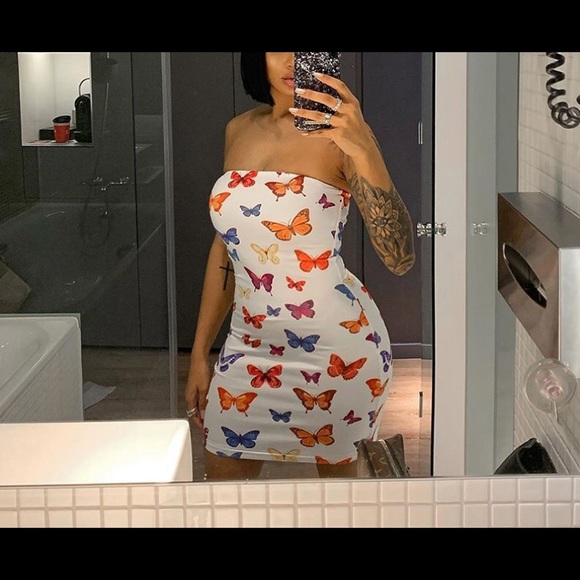 Butterfly strapless bodycon dress - Picture 3 of 5